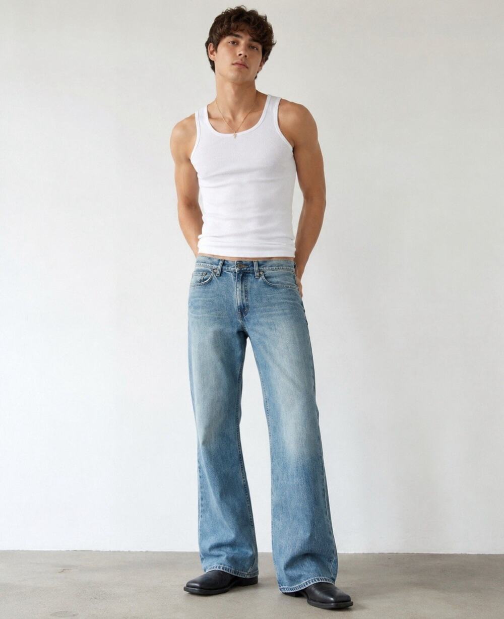 Gap Indie Sleaze Men's Low Rise Bootcut Jeans 35x30 Light Wash Denim Streetwear